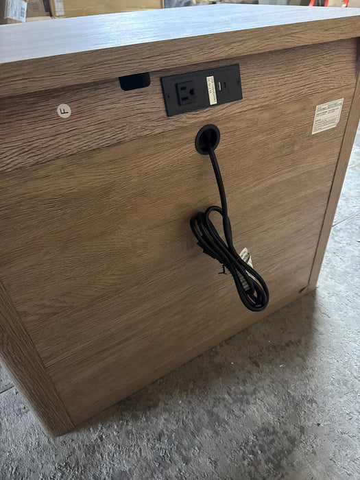 My Texas House Monroe 3 Drawer Nightstand with USB, Brushed Oak Finish - new