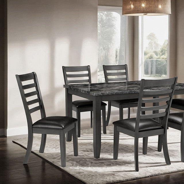 Furniture of America Adia 7pc Dining Table Set in Dark Gray TM3110T-7PK - new