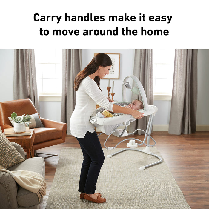 Graco Soothe 'N Sway LX Baby Swing with Portable Bouncer, Derby Grey, Infant - open_box