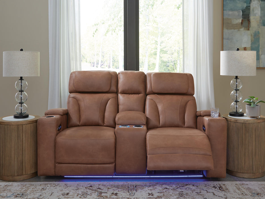 Point Clear Caramel PWR REC Loveseat/CON/ADJ HDRST