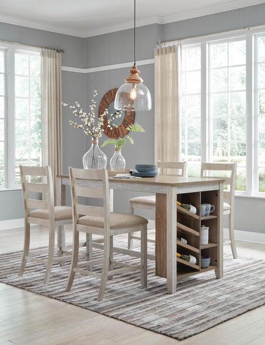 Skempton White/Light Brown Skempton Counter Height Dining Table and 4 Barstools