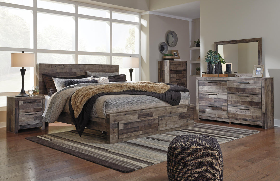 Derekson Multi Gray Derekson King Panel Bed with 2 Storage Drawers