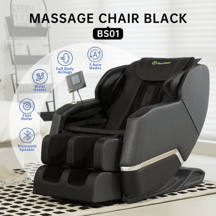 Real Relax Full Body Zero Gravity Shiatsu Recliner Electric Massage Chair, Black - new
