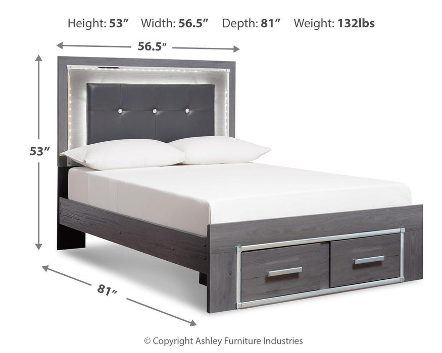 Lodanna Gray Lodanna Full Panel Bed with 2 Storage Drawers