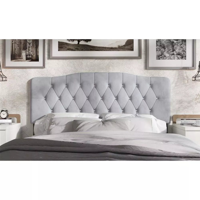 ChaletPosh Twin Size Upholstered Headboard Silver Grey Velvet - new