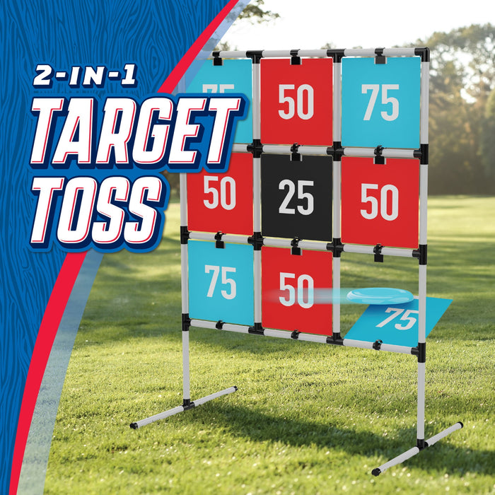 2-in-1 Target Toss, Outdoor Disc & Beanbag Game, Plastic Breakaway Target, for Ages 3 and up, by MinnARK - new