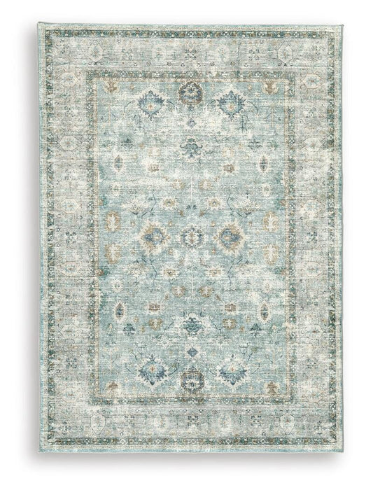 Ladstoney Teal/Beige/Ochre Memory Foam Medium Rug