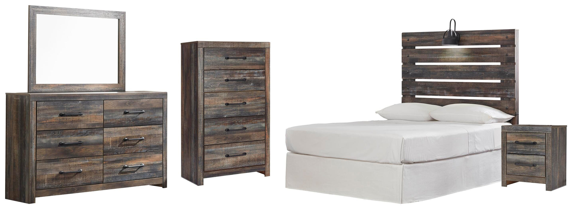 Drystan Multi Drystan Full Panel Headboard, Dresser, Mirror, Chest and Nightstand