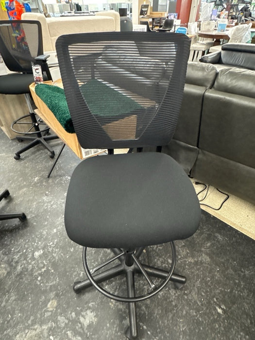 Flash Furniture Harper Ergonomic Mid-Back Mesh Drafting Chair with Black Fabric Seat and Adjustable Foot Ring - new