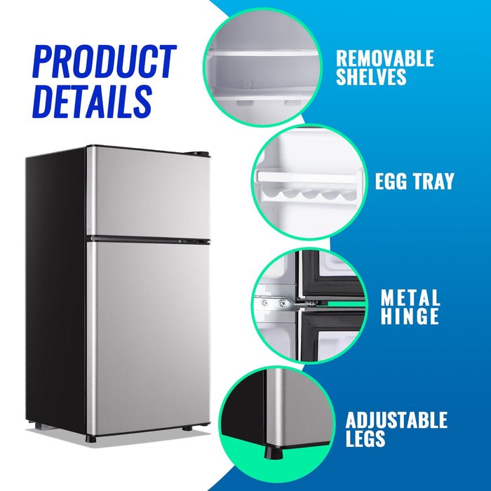 Tacool 2.4 Cu.ft Mini Fridge with Freezer, Apartment Size Refrigerator, Silver, New - open_box