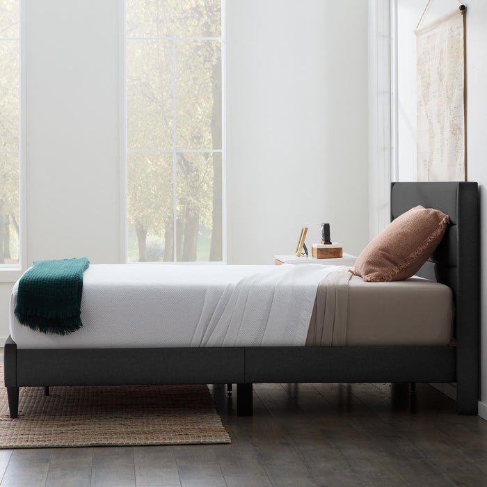 Rest Haven Renton Upholstered Channeled Platform Bed, King, Charcoal - new