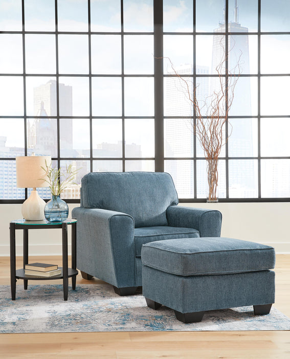 Cashton Blue Cashton Chair and Ottoman