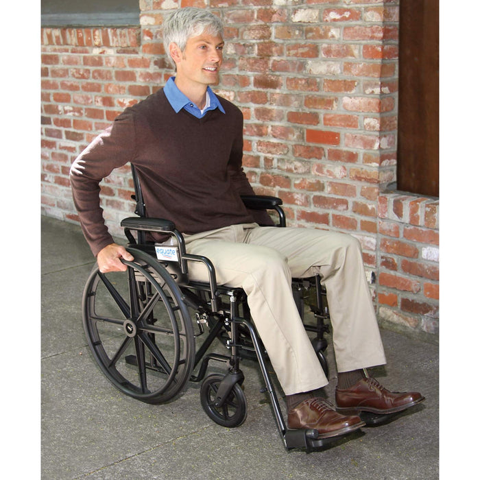 Equate Lightweight Foldable Steel Wheelchair with 18" Seat and Swing-Away Footrests, 350 lb Capacity - new