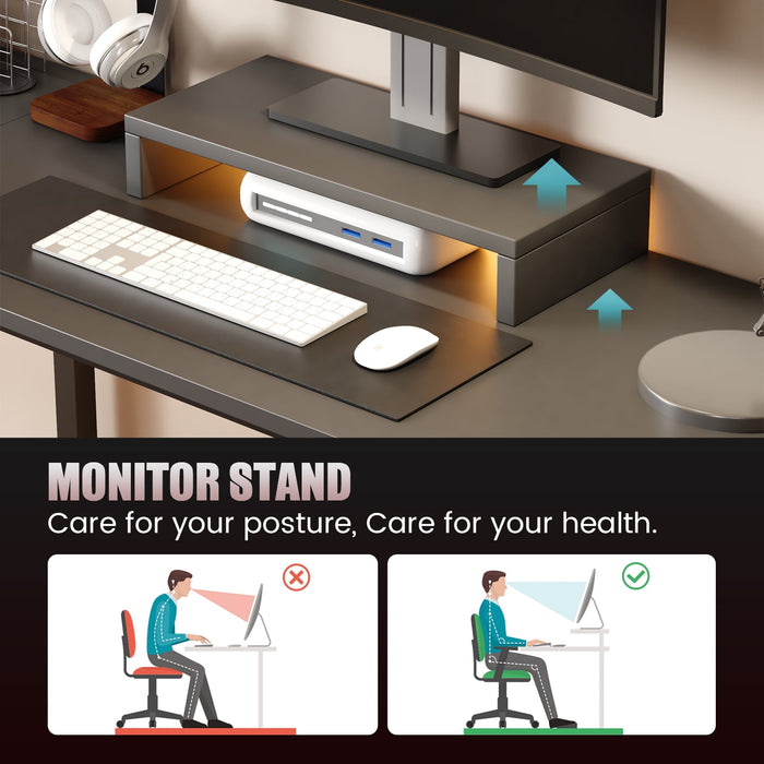 GTRACING L-Shaped Gaming Desk with RGB Light and Removable Storage Stands, Black - open_box