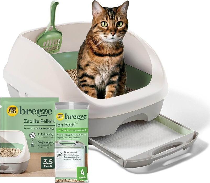 Purina Tidy Cats Litter Box System, BREEZE System Starter Kit Litter Box, Litter Pellets & Pads - new