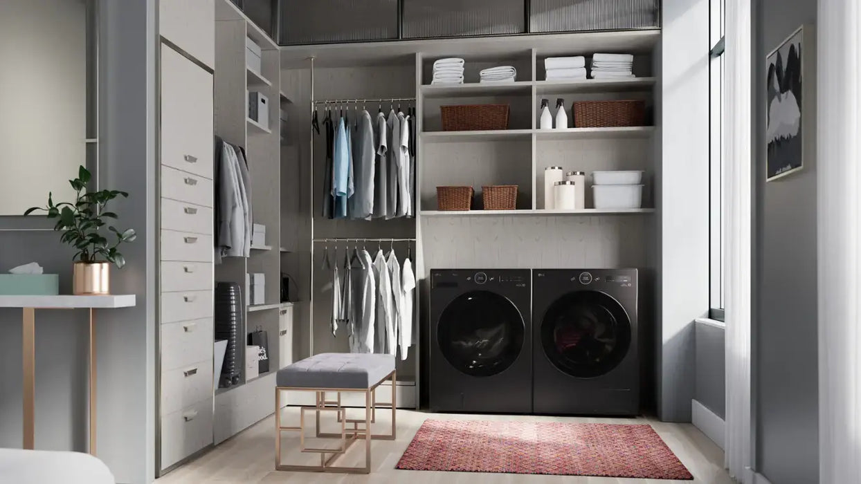 LG - 5.0 Cu. Ft. High-Efficiency Stackable Smart Front Load Washer with Steam and TurboWash 360 - Black Steel - new