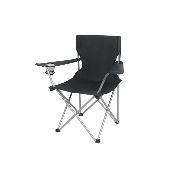 Ozark Trail Quad Folding Camp Chair with Cup Holder, Black - new