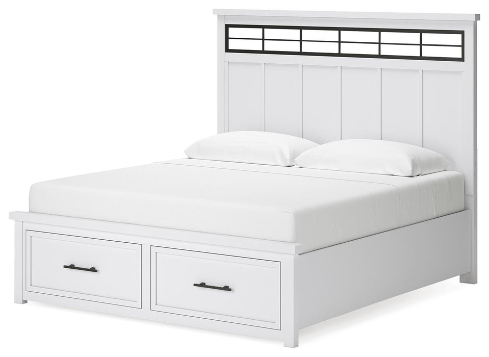 Ashbryn White/Natural Ashbryn King Panel Storage Bed