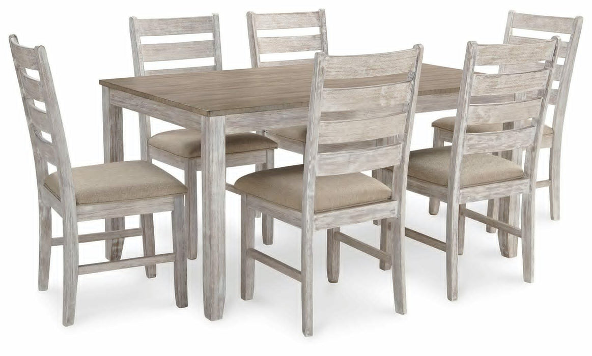 Skempton White/Light Brown Dining Room Table Set (7/CN)