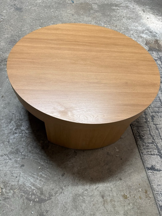 Beautiful Mod Round Coffee Table by Drew Barrymore, Warm Honey Finish - open_box