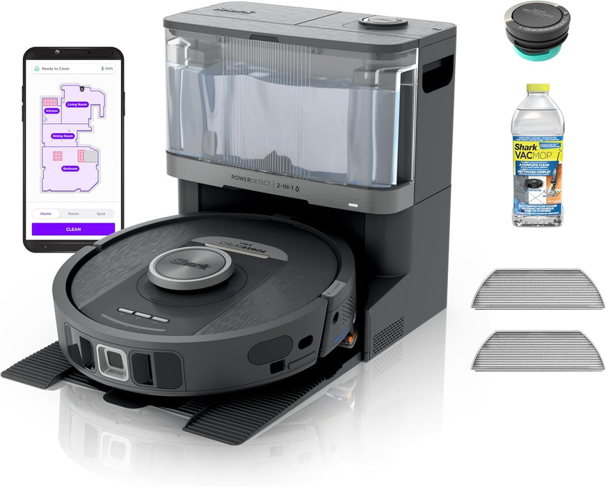 Shark PowerDetect NeverTouch Robot Vacuum & Mop, RV2820YE | 5 PowerDetect Technologies, NeverStuck, NeverTouch Base (Self-Empty 60-Day, Refill 30-Day, Pad Drying), 360° LiDAR