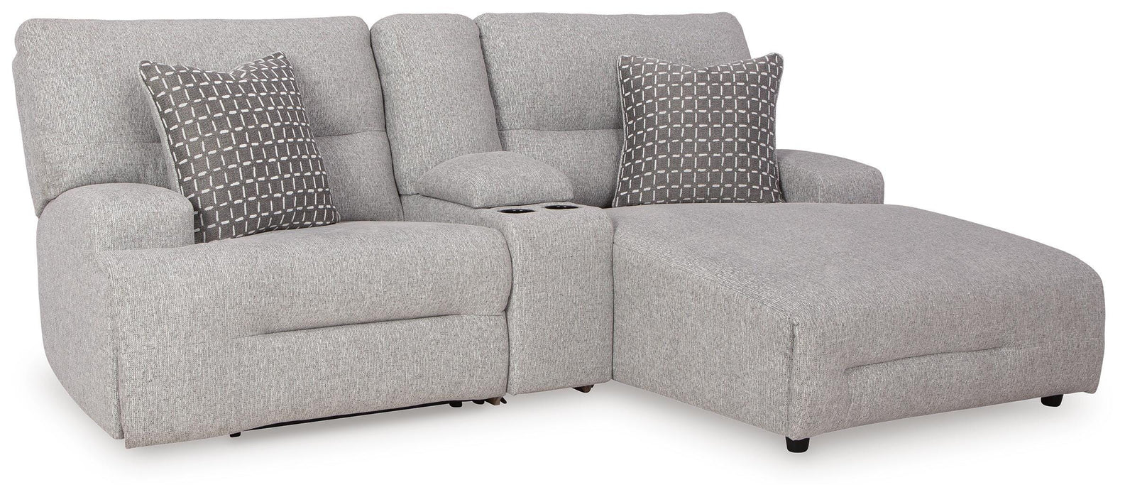Acklen Place Pewter Acklen Place 3-Piece Power Reclining Sectional Sofa with Chaise