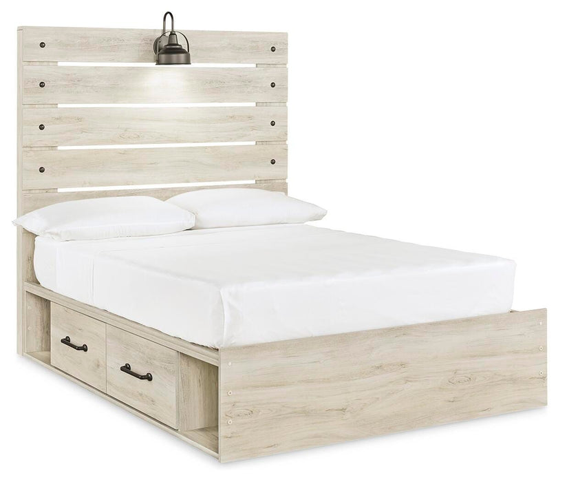 Cambeck Whitewash Cambeck Full Panel Bed with 2 Storage Drawers