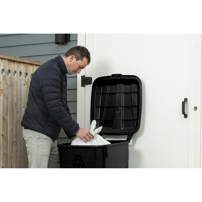 Hyper Tough 45 Gallon Wheeled Heavy Duty Plastic Garbage Can, Attached Lid, Black - new