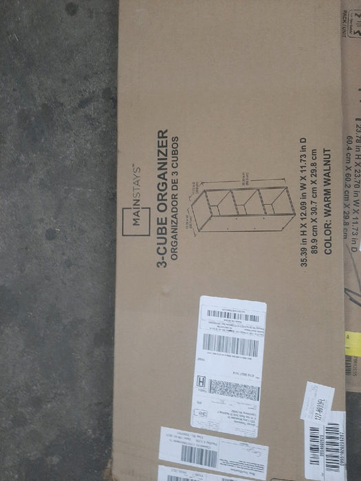 Mainstays 3 Cube Storage Organizer, Warm Walnut - new