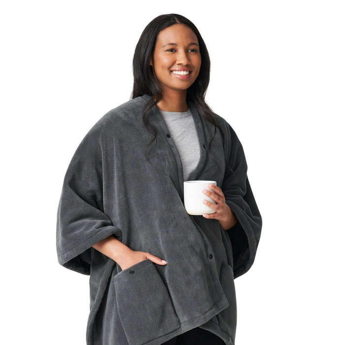 Sunbeam On-the-Go Cordless Heated Throw Blanket Microplush Gray 4 Heat Settings 50" x 60" - new