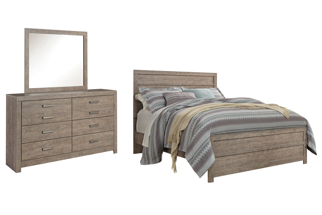 Culverbach Gray Culverbach Queen Panel Bed with Mirrored Dresser