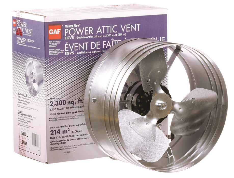 Master Flow GAF 1450 CFM Power Gable Mount Fan with Adjustable Power thermostat (PT6): Easy Installation & Efficient Exhaust Ventillation|High Airflow Capacity for attic spaces upto 2300 sq.