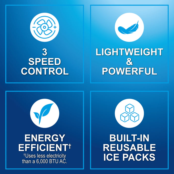 Arctic Air Ice Jet Air Cooler, 3 Speed Portable Cooler with LED, Lightweight & Compact Space Cooler - new