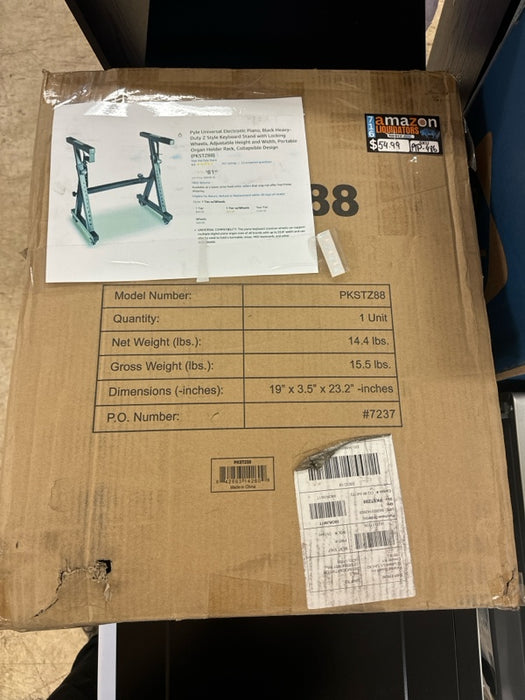 Pyle Universal Electronic Piano, Black Heavy-Duty Z Style Keyboard Stand with Locking Wheels, Adjustable Height and Width, Portable Organ Holder Rack, Collapsible Design (PKSTZ88) - open_box