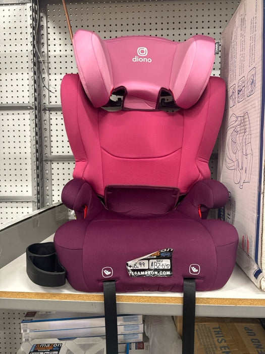 Diono Cambria 2 XL, Dual Latch Connectors, 2-in-1 Belt Positioning Booster Seat, High-Back to Backless Booster, Space and Room to Grow, 7 Headrest Positions, 8 Years 1 Booster Seat, Pink - n