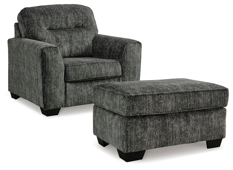Lonoke Gunmetal Lonoke Chair and Ottoman