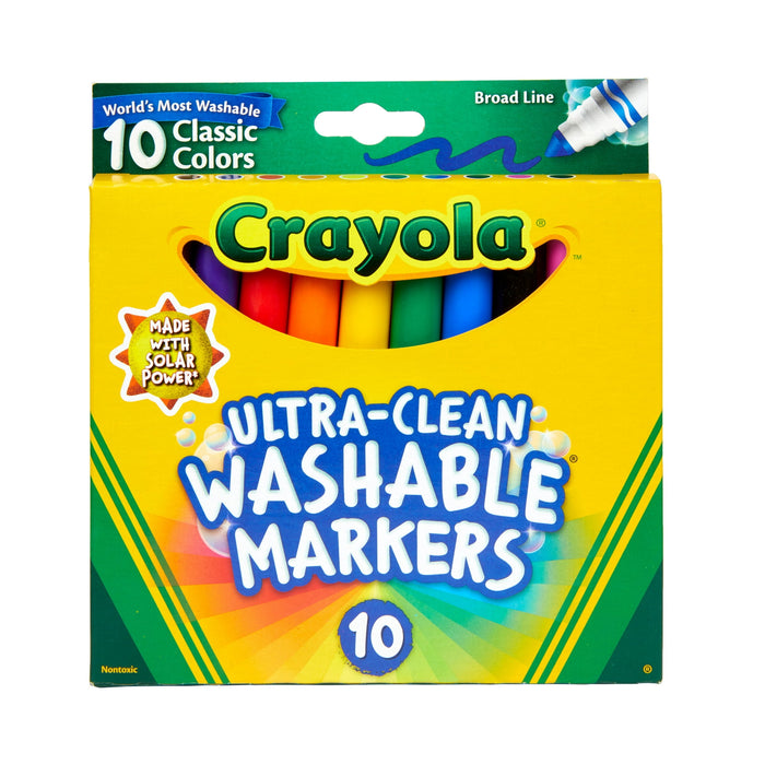 Crayola Ultra-Clean Washable Broad Line Markers, 10 Ct, School Supplies, Classroom Supplies for Teachers - new