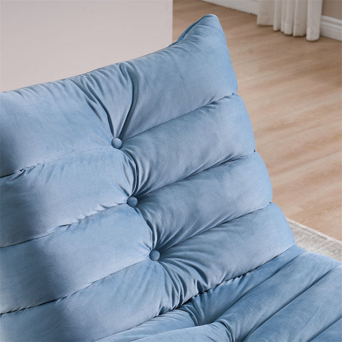 Aukfa 360 Swivel Rocker Recliner Chair Upholstered Plush Sofa for Living Room, Velvet, Blue - open_box