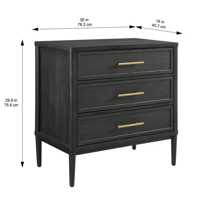 Better Homes & Gardens Oaklee 3 Drawer Nightstand with USB, Charcoal Finish - new