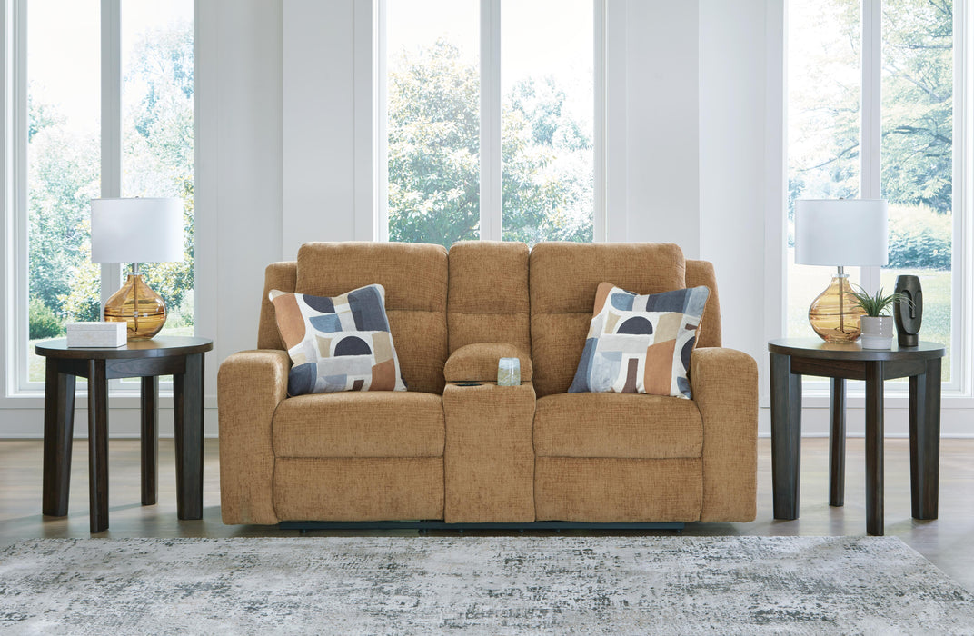 Kanlow Honey DBL Rec Loveseat w/Console