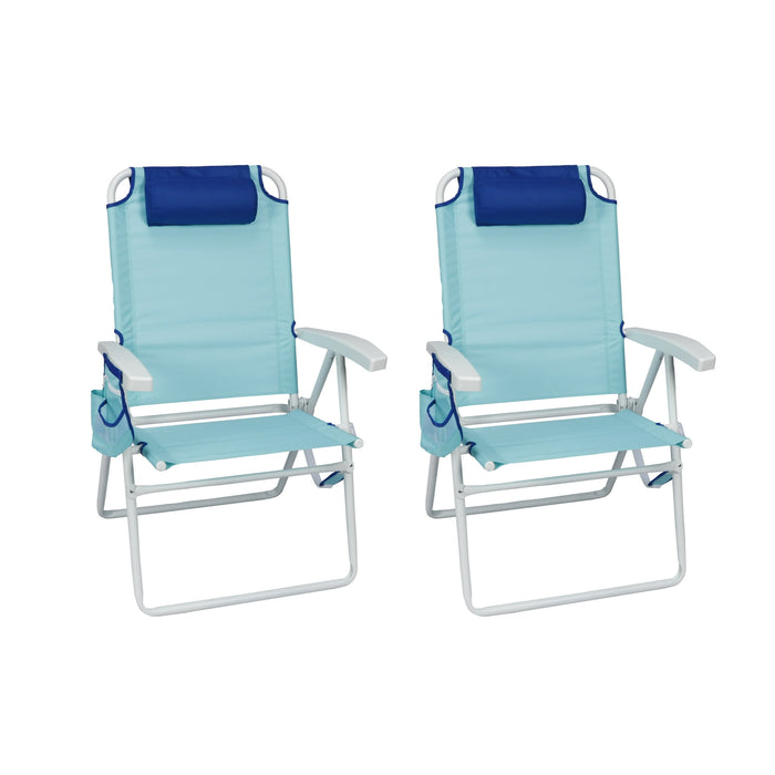 Mainstay Reclining 4-Position Oversize 2-Pack Beach Chair, Teal (please be advised that sets may be missing pieces or otherwise incomplete) - new