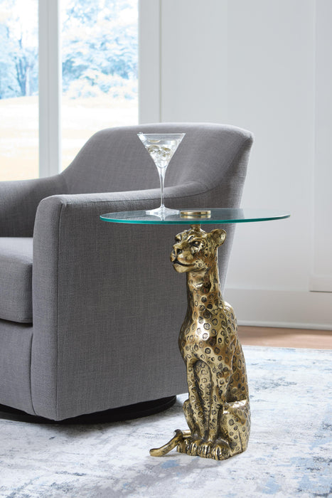 Vallain Antique Gold Finish Accent Table