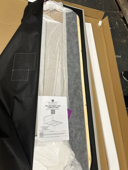 Willow Nailhead Trim Upholstered Queen Bed, Fog - new