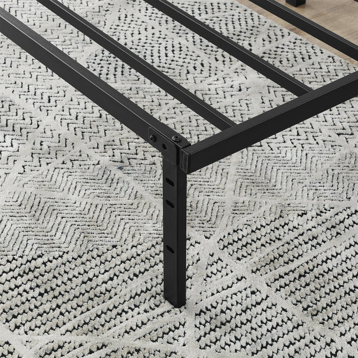 Mainstays Queen 14" Heavy Duty Steel Slat Platform Bed Frame with Storage Space Under Frame, No Box Spring Required, Black - new