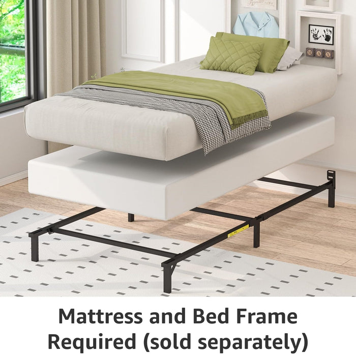 Amazon Basics Smart Box Spring Bed Base, 5-Inch Height Mattress Foundation, Tool-Free Easy Assembly, Twin, 74"L x 38"W x 5"H, White - open_box