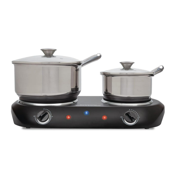 Mainstays Double Burner, 1800 W, Black Electric Cooktop, 1 Each, Assembled Product - used_good