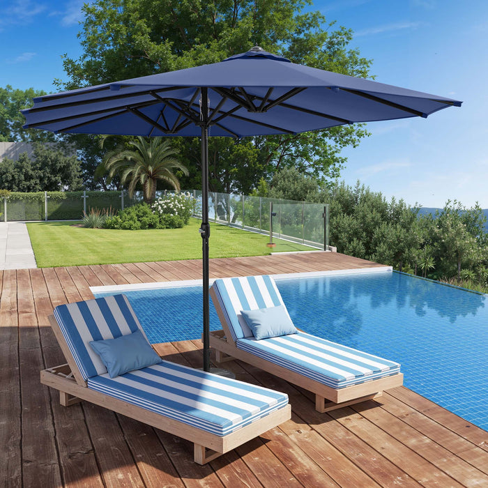 Uforic 15ft Double-Sided Patio Umbrella, Large Outdoor Portable Shade Market Table Umbrella,12 Sturd - new
