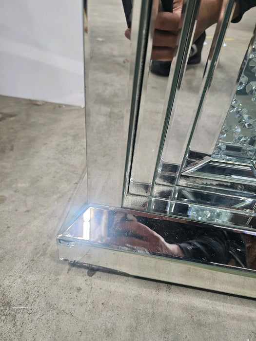 ACME Nysa Fireplace - - Mirrored & Faux Crystals - Cracked Glass on Multiple Places - display_model