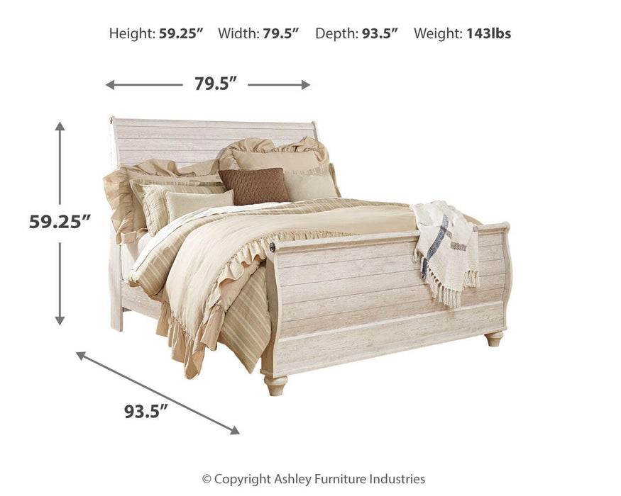 Willowton Whitewash Willowton King Sleigh Bed