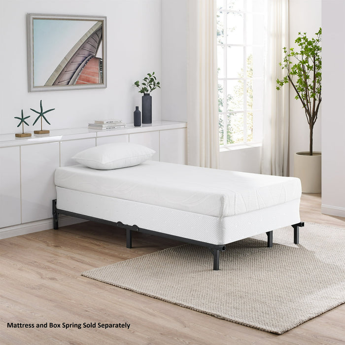 Mainstays 7" Twin/Full/Queen Size Adjustable Metal Bed Frame, Black, Box Spring Required - new